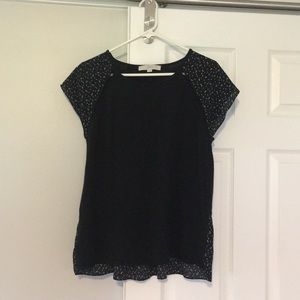 Black mixed media LOFT top